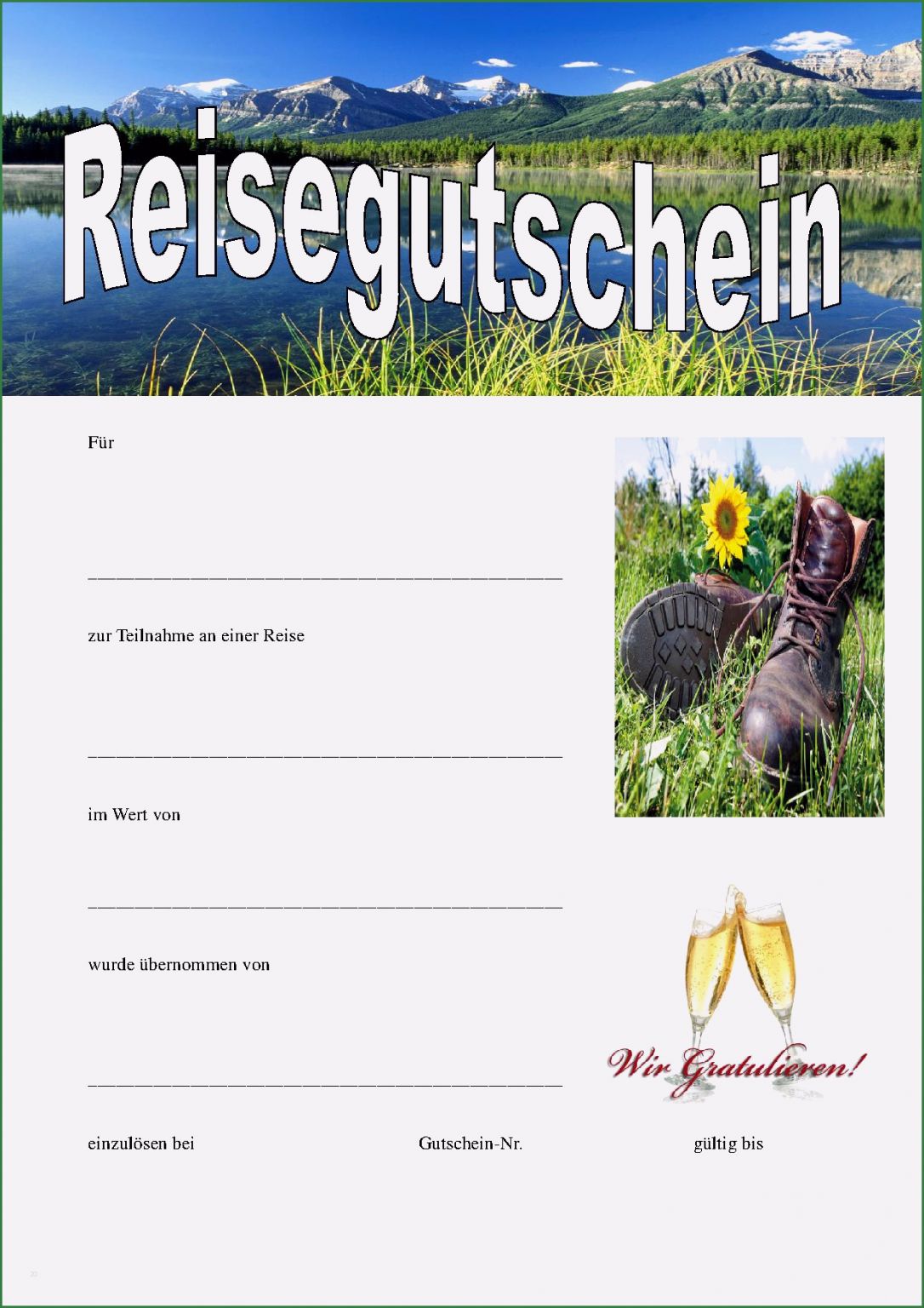 Reisegutschein Vorlage Zum Ausdrucken