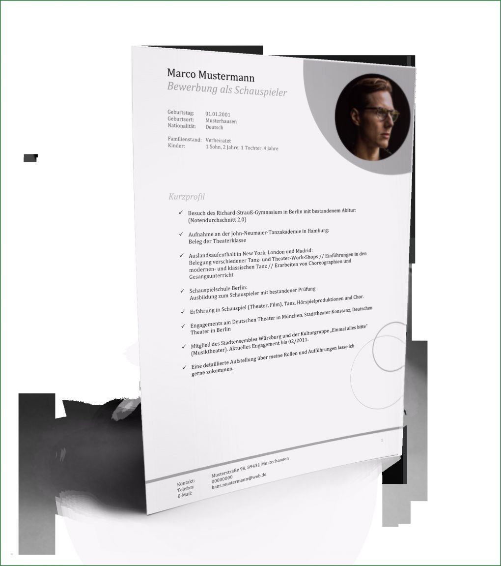 Schauspieler Vita Vorlage Inspiration Vita Schauspieler Beispiel