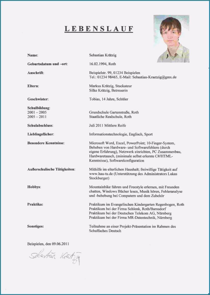 Schülerpraktikum Lebenslauf Vorlage Erstaunlich 15 Lebenslauf Schülerpraktikum 9 Klasse Muster
