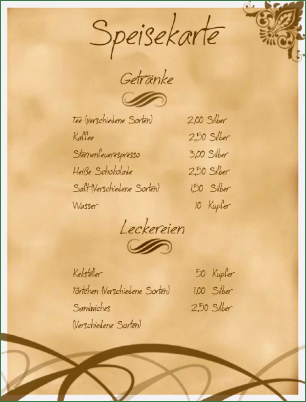 Speisekarten Vorlagen Word Fabelhaft 9 Speisekarten Vorlage