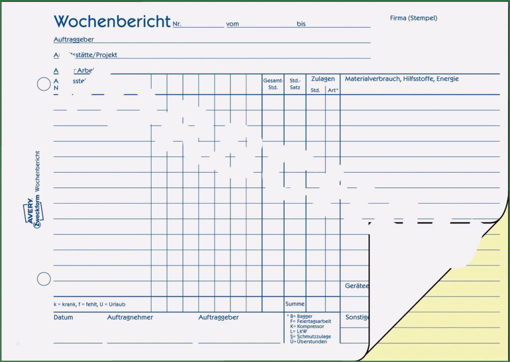 Stundenzettel Baustelle Vorlage Inspiration 16 Wochenbericht Vorlage Word