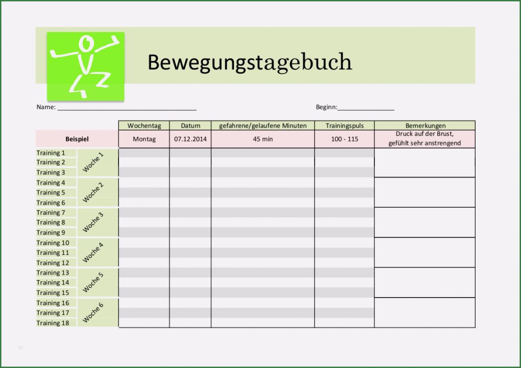 Tagebuch Abnehmen Vorlage Genial Bewegungs Tagebuch Zum Download