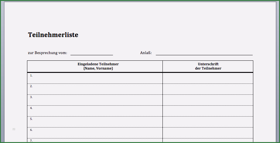 Teilnehmerliste Excel Vorlage Erstaunlich Word Vorlage Teilnehmerliste – Kebut
