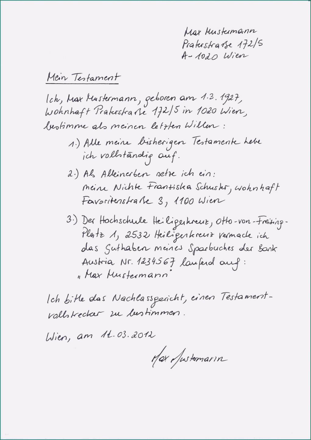 Testament Schreiben Vorlage Beste 15 Einzeltestament Testament Schreiben Handschriftlich