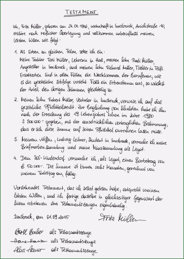 Testament Schreiben Vorlage Beste 15 Einzeltestament Testament Schreiben Handschriftlich