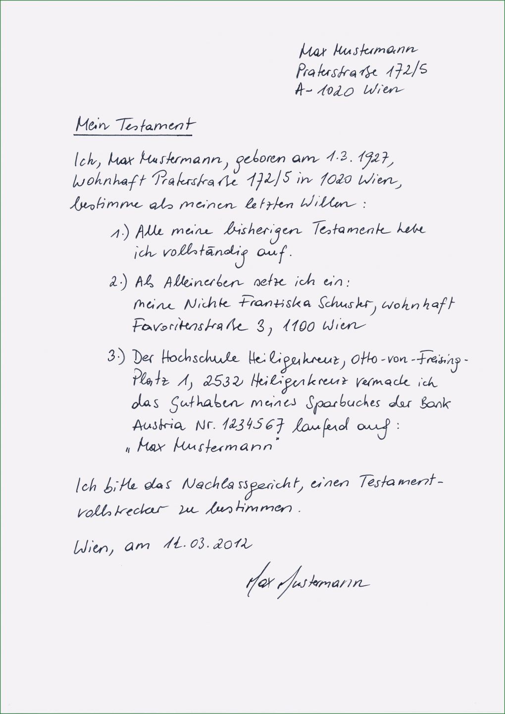 Testament Schreiben Vorlage Luxus Gute Priester