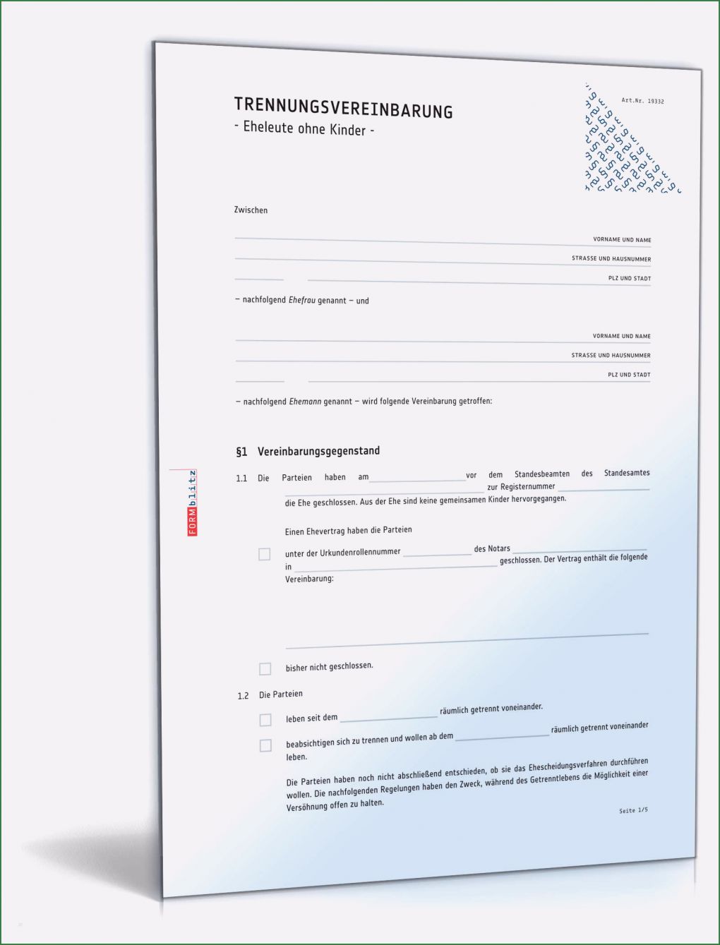 Trennungsvereinbarung Vorlage Kostenlos Erstaunlich Trennungsvereinbarung Eheleute Ohne Kinder