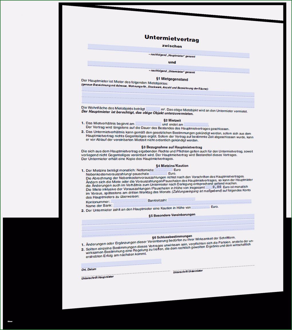 Untermietvertrag Auf Zeit Vorlage Neu 20 Untermietvertrag Muster Noknok Befristeter