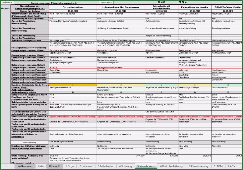 Verarbeitungsverzeichnis Dsgvo Vorlage Elegant Verarbeitungsverzeichnis Inkl Löschkonzept Im Dsgvo