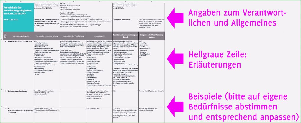 Verfahrensverzeichnis Excel Vorlage Elegant 9 Verfahrensverzeichnis Excel Vorlage