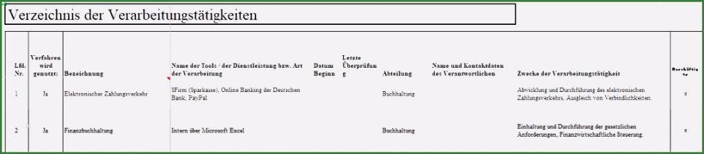 Verfahrensverzeichnis Excel Vorlage Genial 7 Verfahrensverzeichnis Dsgvo Vorlage Meltemplates