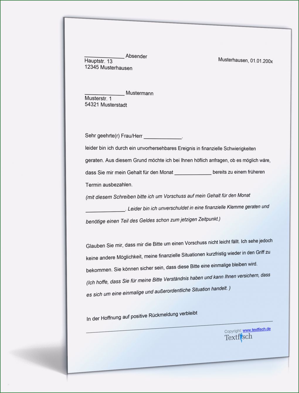 Vergleichsangebot Vorlage Elegant Bitte Um Vorschuss • De Musterbrief Download
