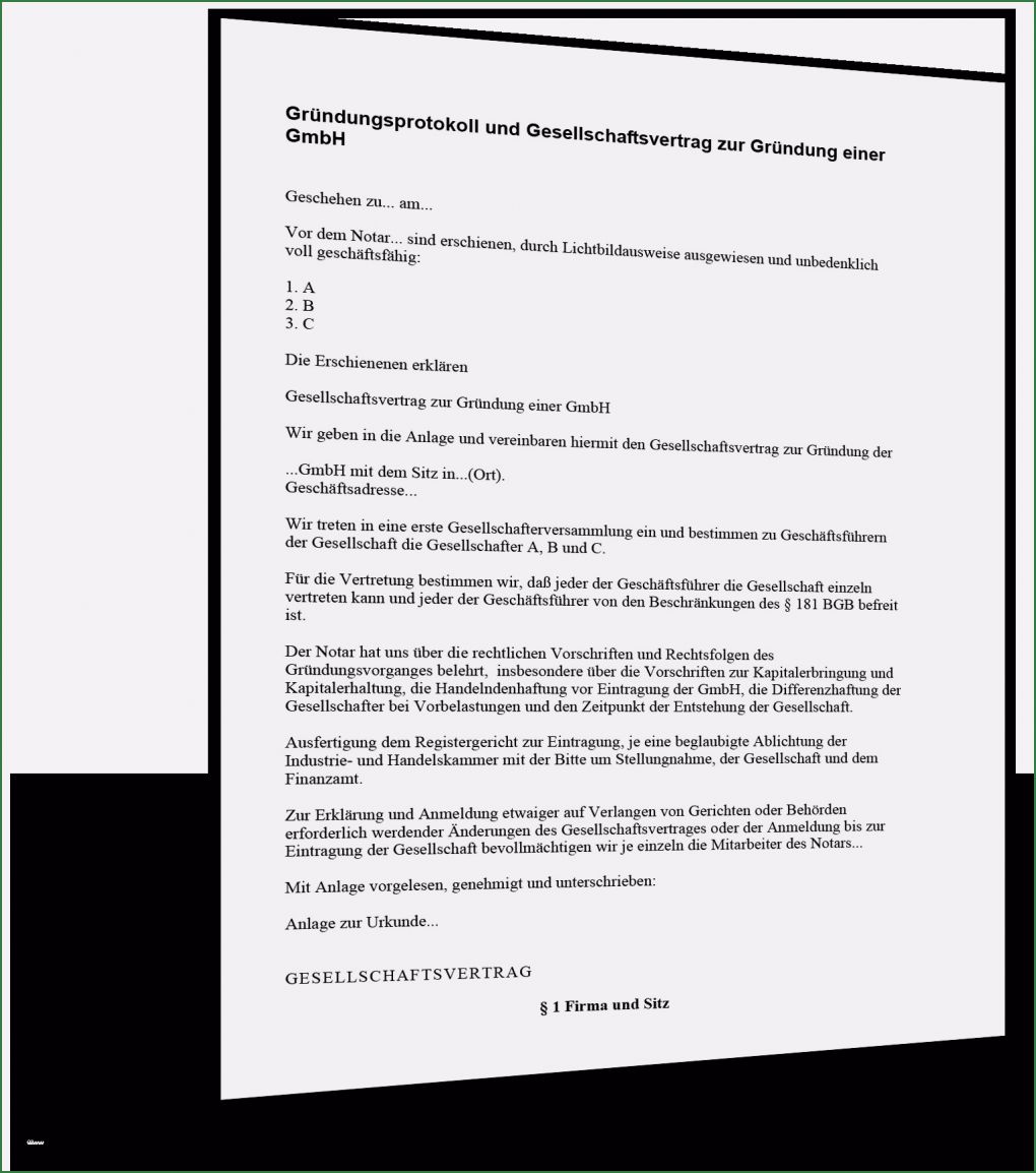 Vertrag Gbr Vorlage Cool Gesellschaftsvertrag Gbr Muster Word