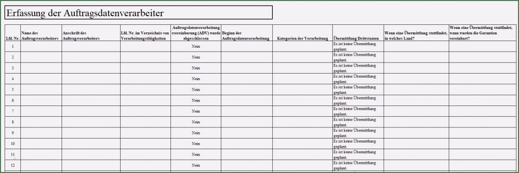 Verzeichnis Von Verarbeitungstätigkeiten Vorlage Word Großartig Das Excel tool Für Das Verzeichnis Von
