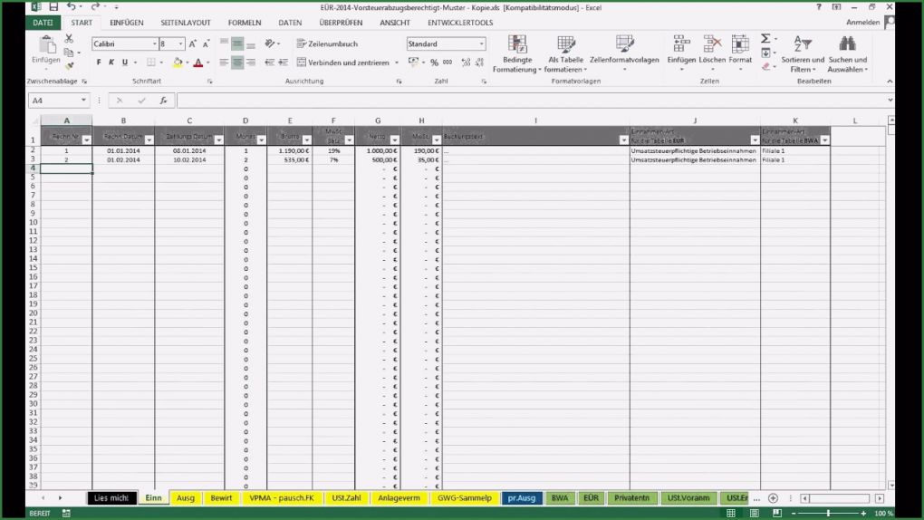 Verzugszinsen Excel Vorlage Hübsch Tutorial Excel Vorlage EÜr Ausgangsrechnung Mit