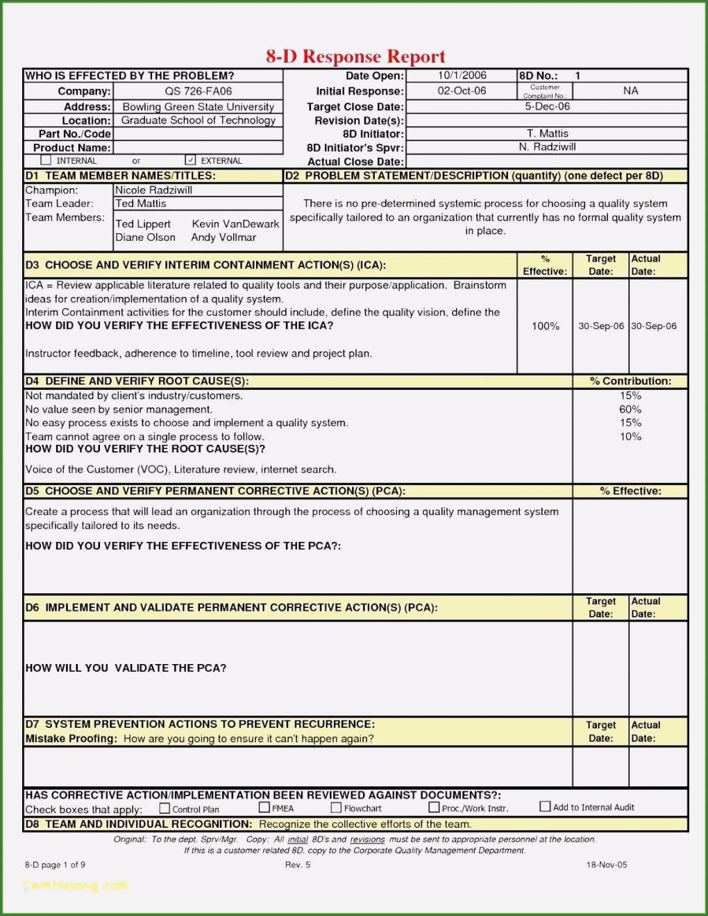 Vorlage 8d Report Excel Cool Einzahl 8d Report Vorlage Pdf Für 2019