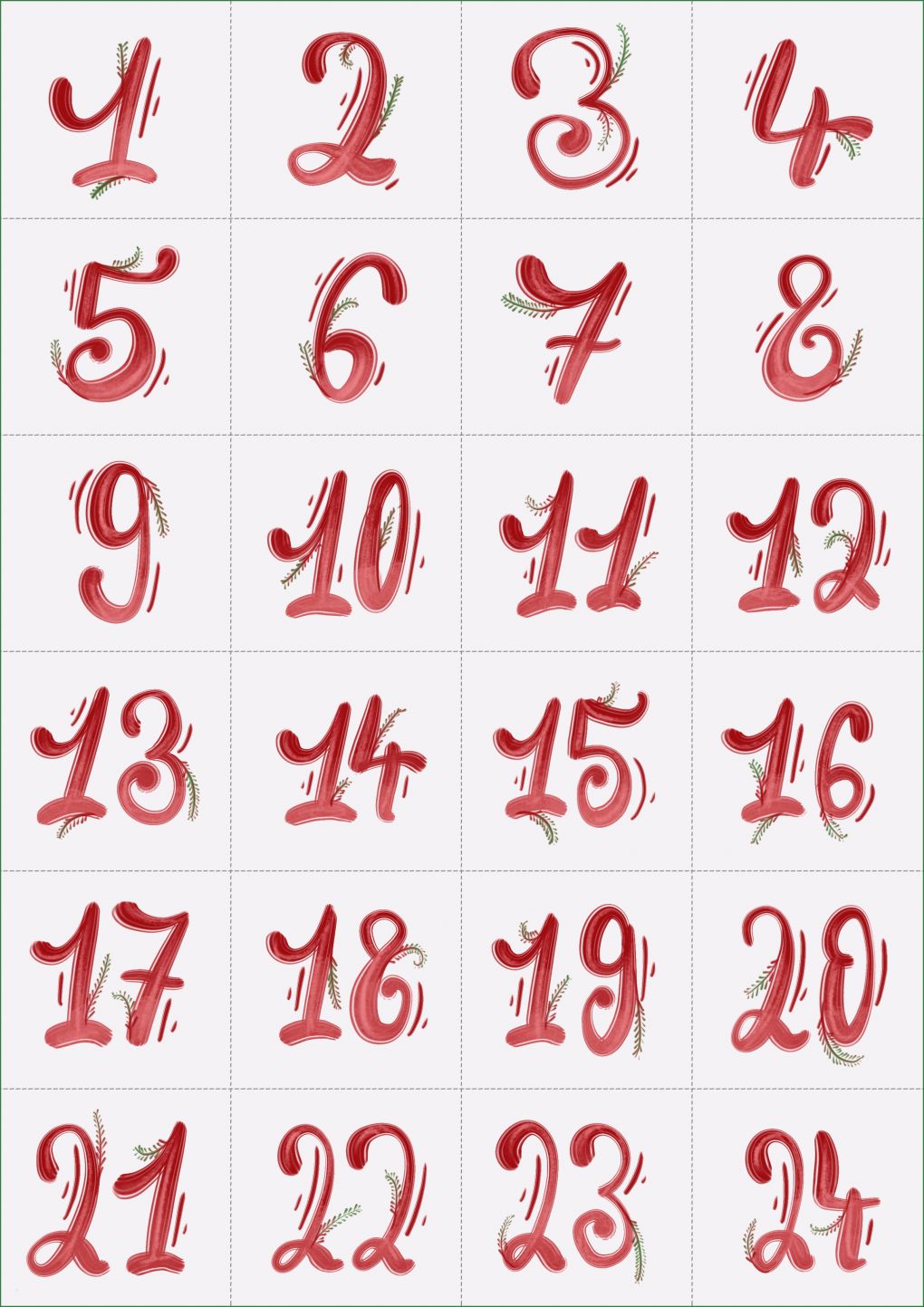 Vorlage Adventskalender Erstaunlich Adventskalenderzahlen Zum Ausdrucken Oder Nachmalen