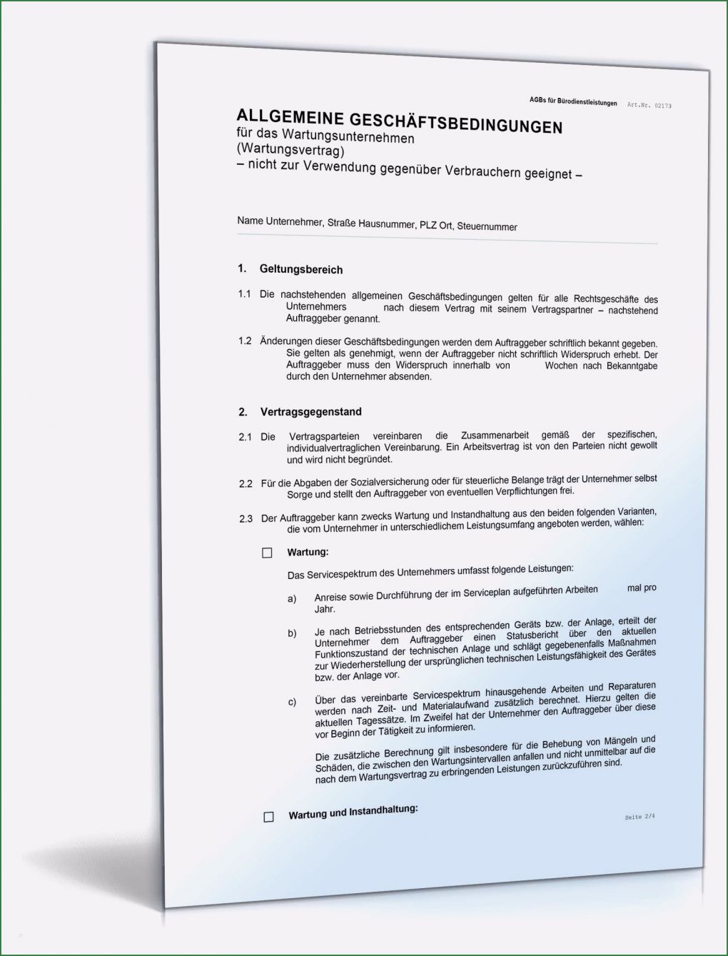 Vorlage Agb Hübsch Agb Wartungsunternehmen