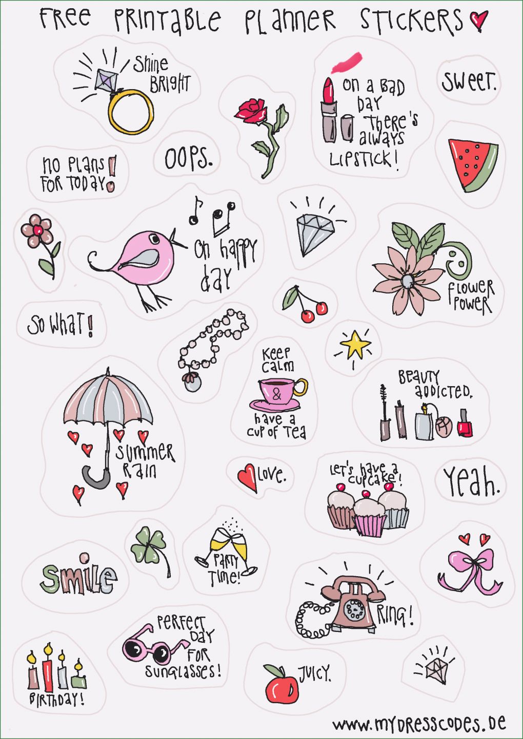 Vorlage Aufkleber Schönste Süße Sticker Für Terminkalender Und Filofax