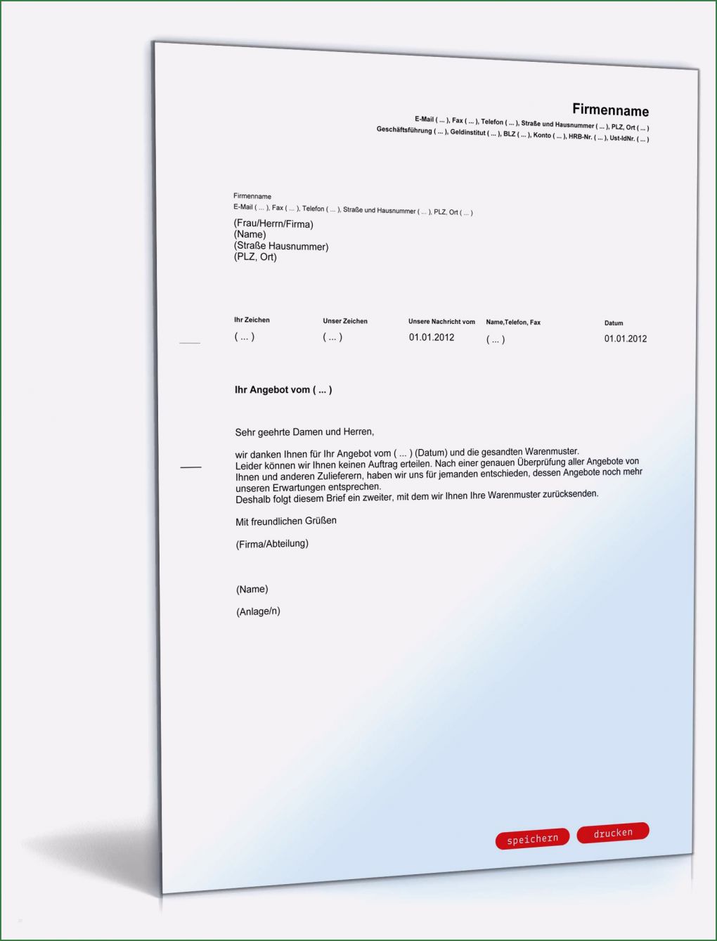 Vorlage Aushang Hausverwaltung Legionellen Luxus Absage Nach Angebotsvergleich Englisch Deutsch