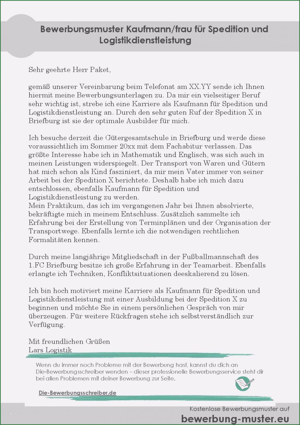 Vorlage Bewerbung Kaufmann Für Büromanagement Süß Bewerbungsmuster Kaufmann Für Spedition