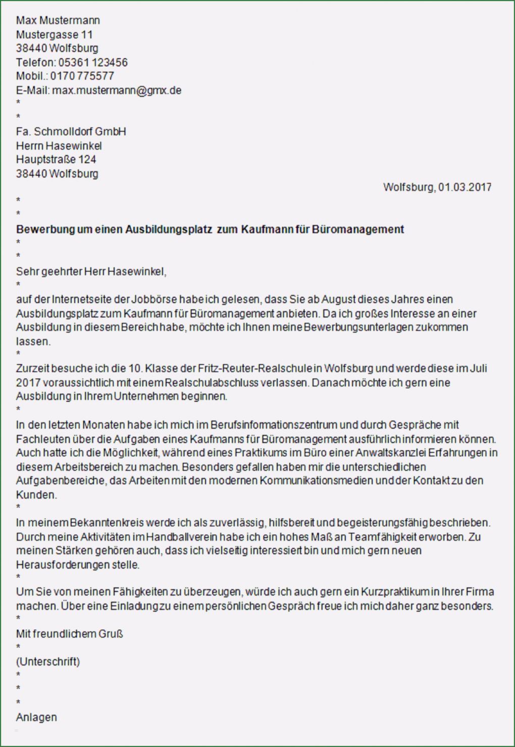 Vorlage Bewerbung Kaufmann Für Büromanagement Wunderbar Bewerbungsschreiben Nach Der Ausbildung Kauffrau Für
