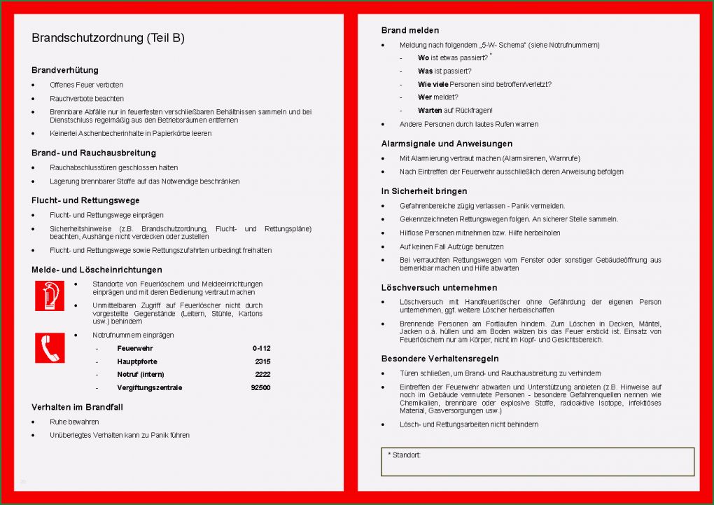 Vorlage Brandschutzordnung Teil B Erstaunlich Brandschutzordnung Der Cau — Geschäftsbereich