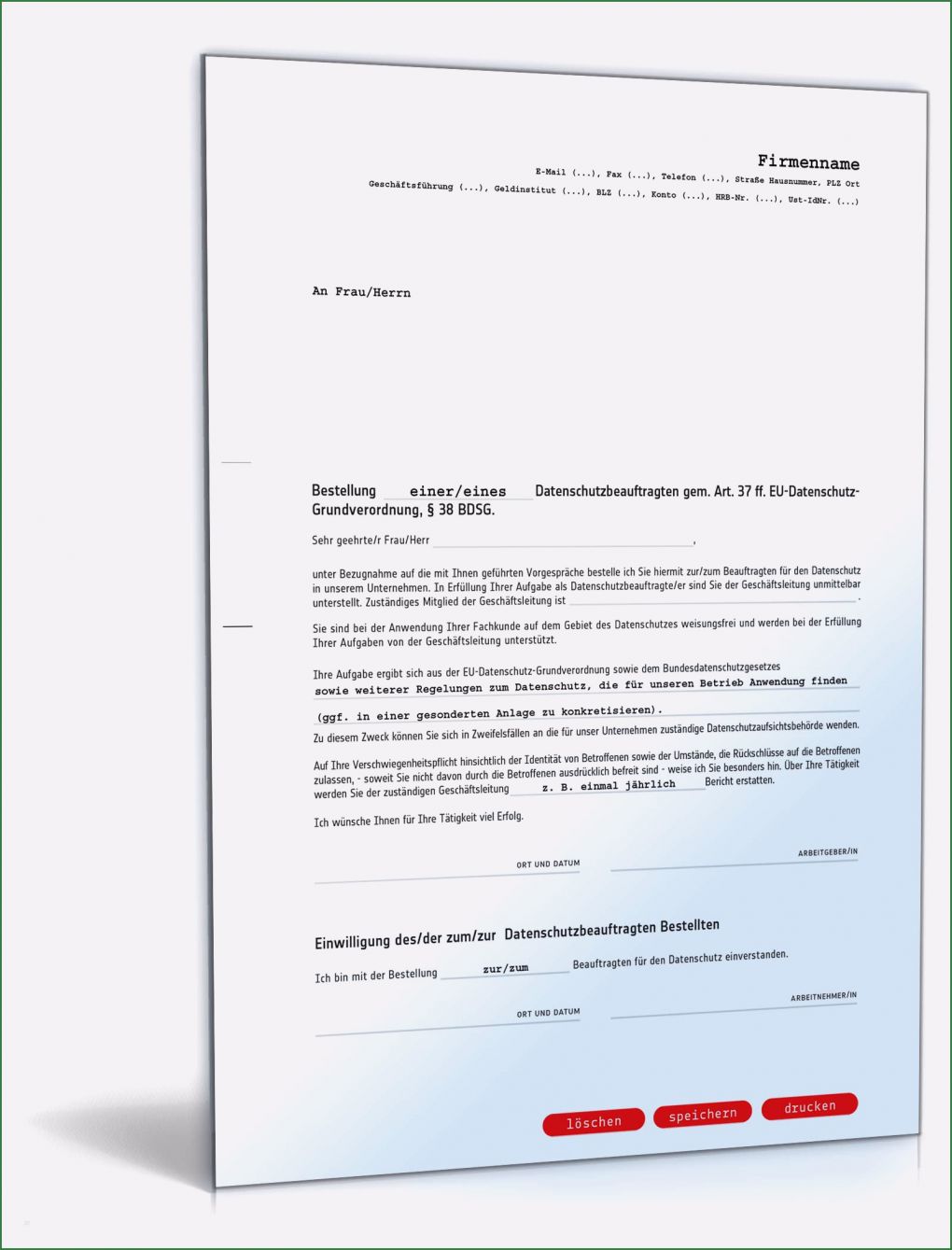 Vorlage Datenschutz Mitarbeiter Schönste Bestellung Datenschutzbeauftragter
