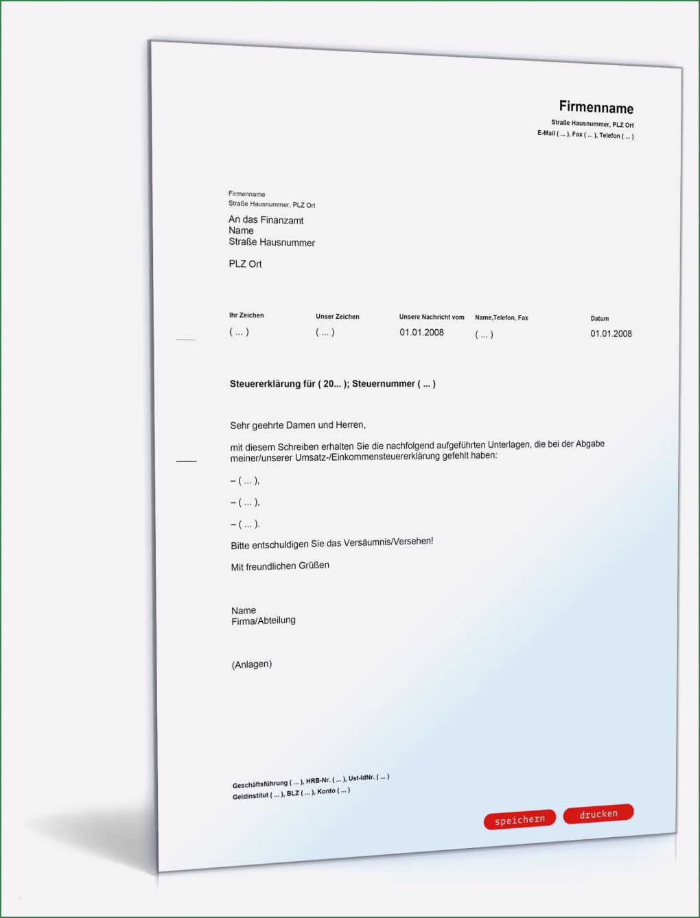 Vorlage Einkommensteuererklärung Neu Nachreichen Von Unterlagen Zur Steuererklärung Muster