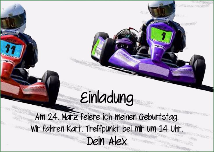 Vorlage Einladung Kartfahren Kostenlos Süß Einladungskarte Kartfahren