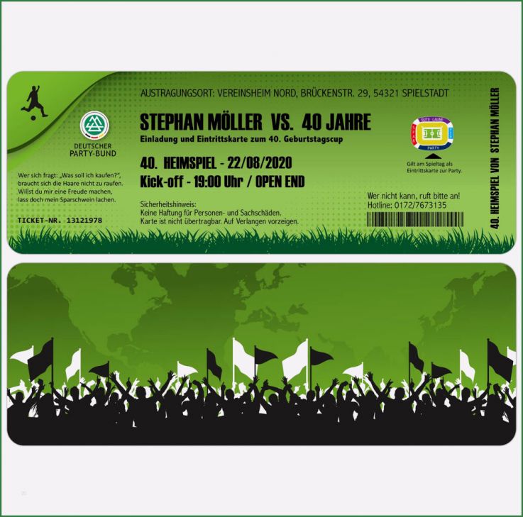 Vorlage Eintrittskarte Fussball Cool Einladungskarte Zum Geburtstag Als Fussball Ticket