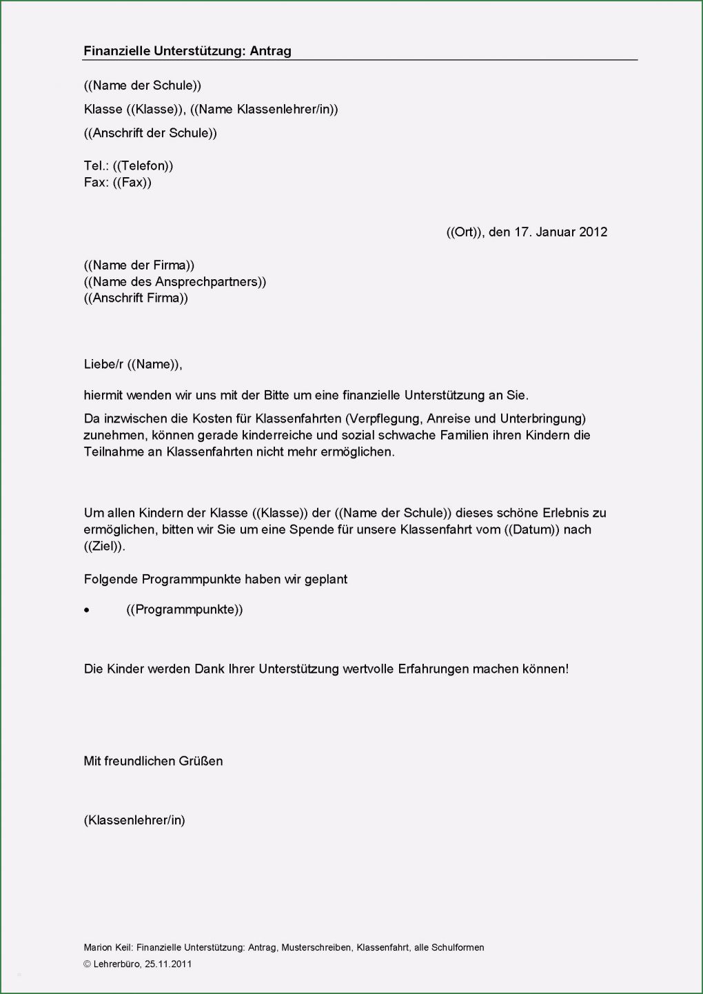 Vorlage Elternbrief Klassenfahrt Süß Grundschule Arbeitshilfen Klassenfahrt