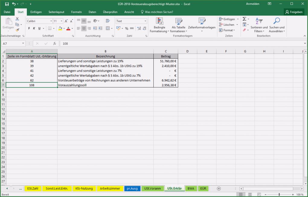 Vorlage Eür 2017 Best Of Excel Vorlage Einnahmenüberschussrechnung EÜr Pierre