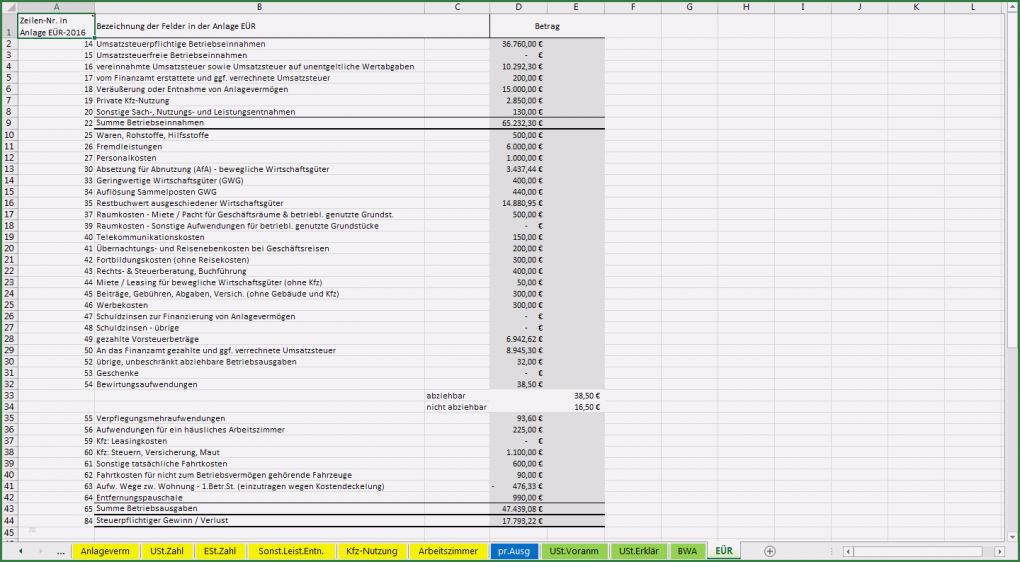Vorlage Eür 2017 Fabelhaft Excel Vorlage Einnahmenüberschussrechnung EÜr Pierre