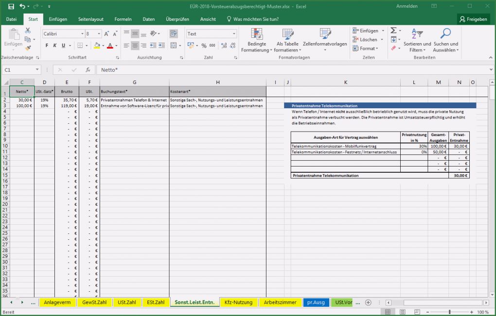 Vorlage Eür 2017 Inspiration Excel Vorlage Einnahmenüberschussrechnung EÜr Pierre