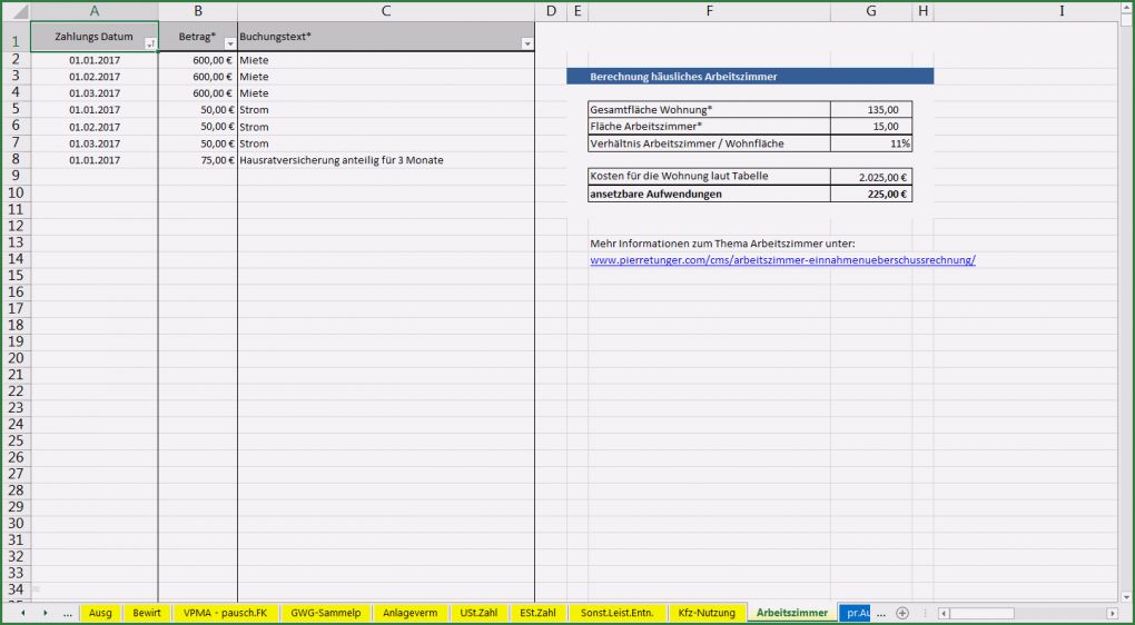 Vorlage Eür 2017 Neu Excel Vorlage Einnahmenüberschussrechnung EÜr Pierre