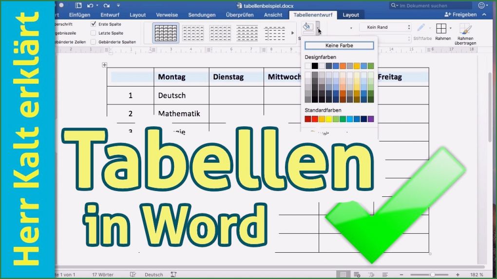 Vorlage Festschrift Word Elegant Tabellen In Word – Anleitung Tutorial