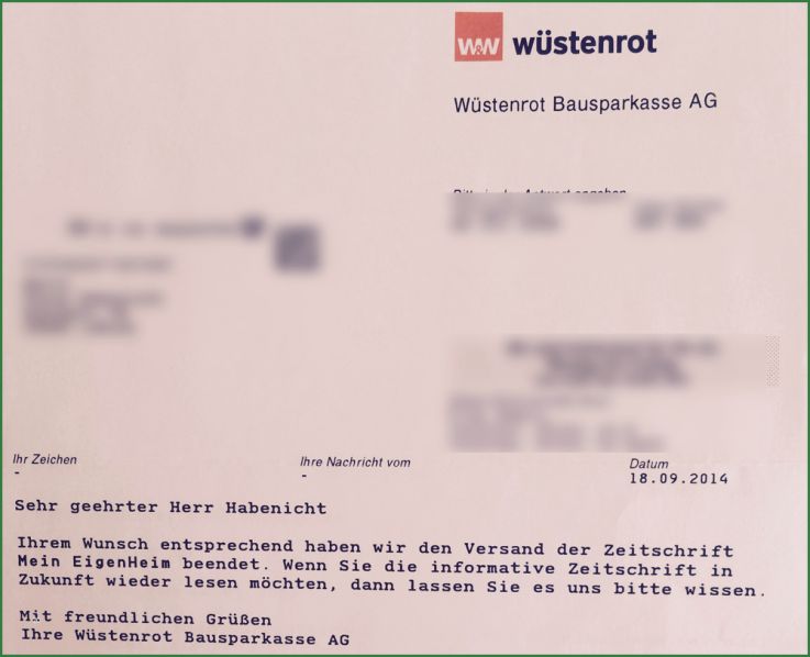 Vorlage Kündigung Bausparvertrag Wüstenrot Elegant Zeitschrift „mein Eigenheim“ Kündigen – Bausparvertrag
