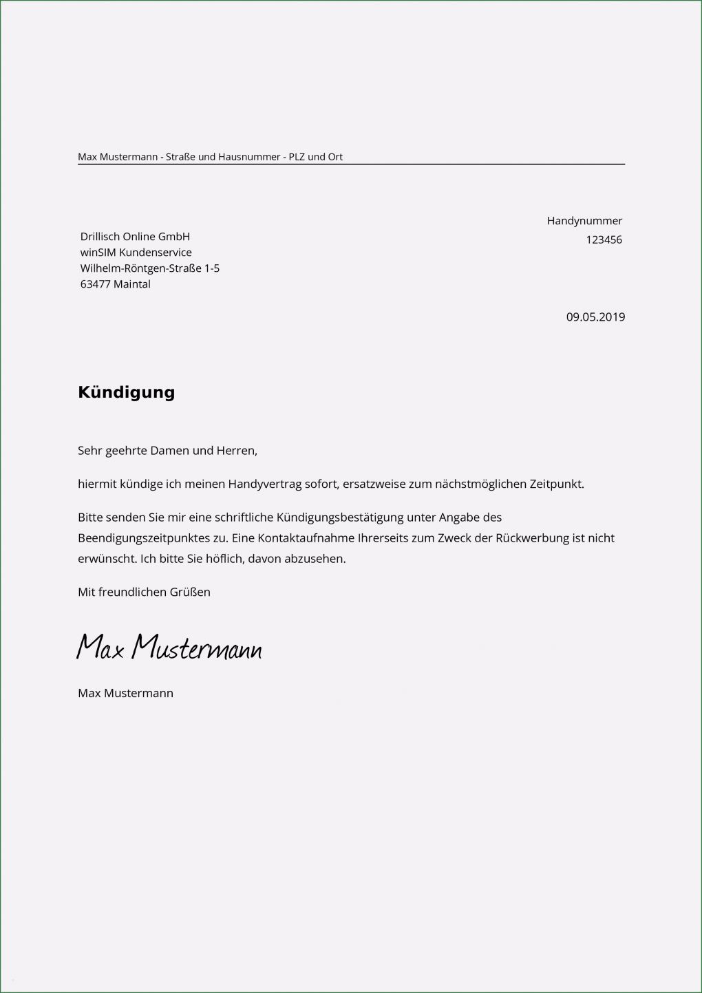 Vorlage Kündigung Kabelanschluss Schönste Winsim Kündigen Kostenlose Muster Vorlage Pdf Word