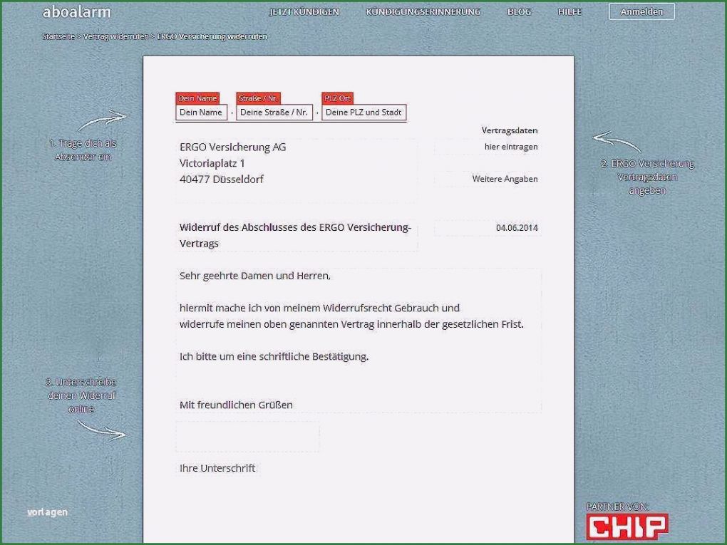 Vorlage Kündigung Kabelanschluss Süß Ergo Versicherung Kuendigen Pdf