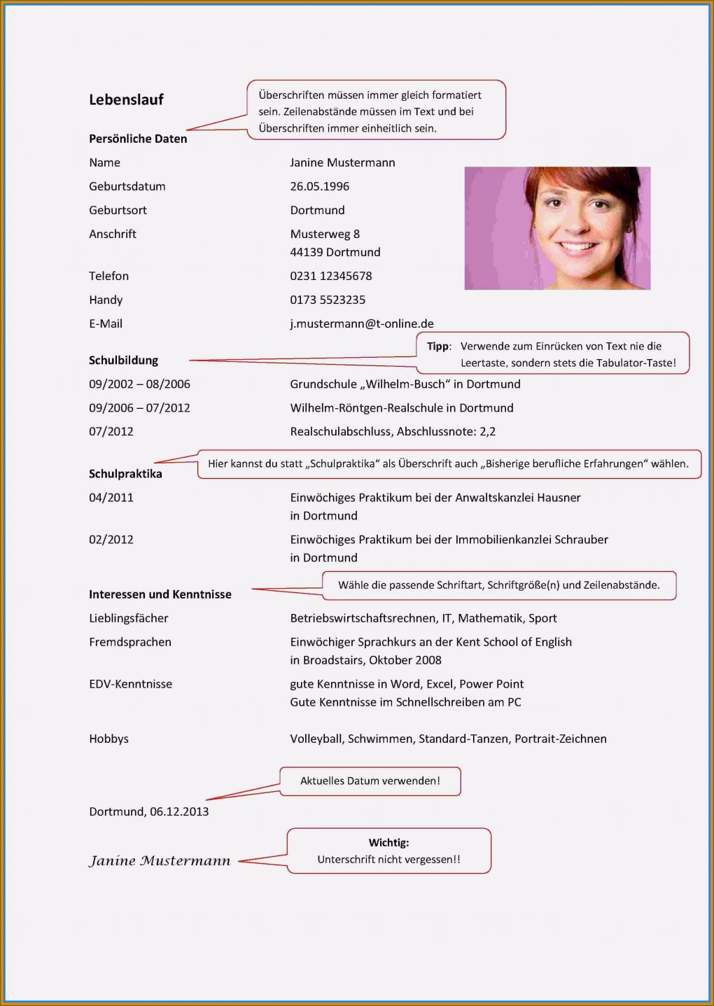 Vorlage Lebenslauf Praktikum Hübsch 7 Bewerbung Praktikum 8 Klasse Vorlage