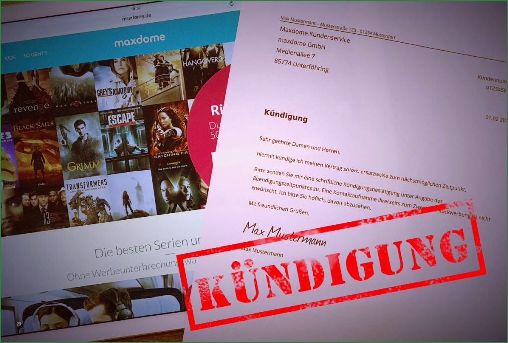 Vorlage Maxdome Kündigung Angenehm Maxdome Online Kündigen Per E Mail In Genau 1 Minute