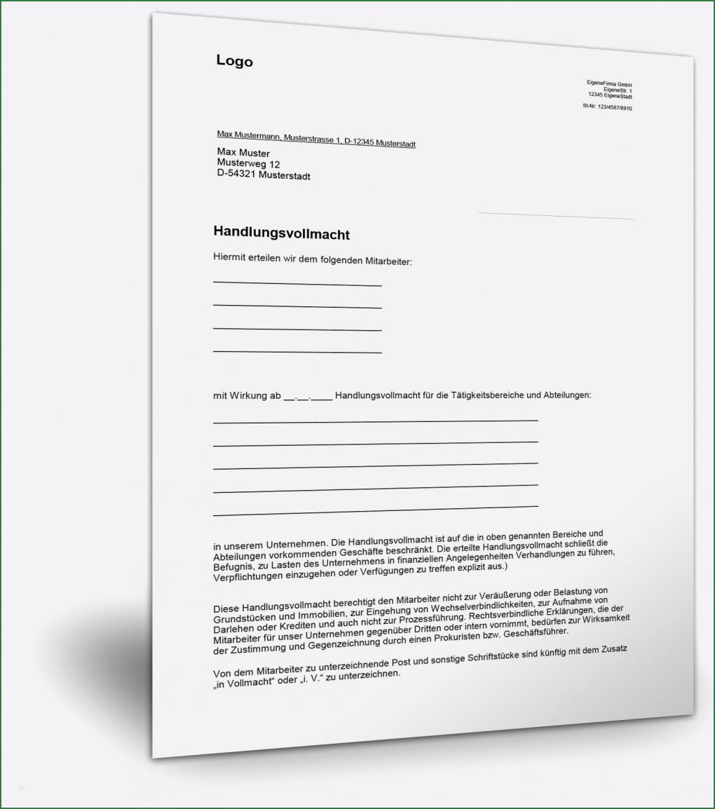 Vorsorgevollmacht Für Gesundheitsangelegenheiten Vorlage Beste Handlungsvollmacht Mustervorlage Vollmachtmuster