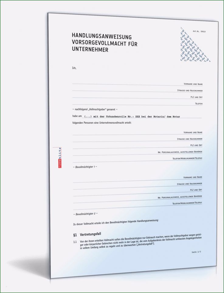 Vorsorgevollmacht Für Gesundheitsangelegenheiten Vorlage Süß Handlungsanweisung Vorsorgevollmacht Unternehmer