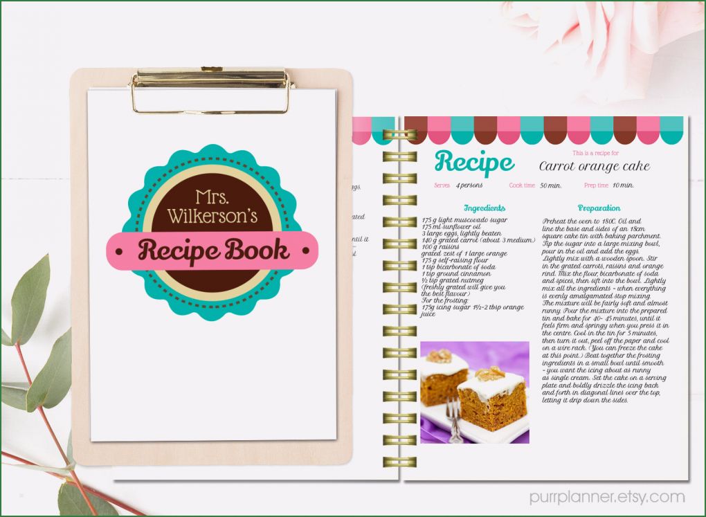 Word Buch Vorlage Fabelhaft Personalisierte Rezept Buch Vorlage Editierbare Rezept