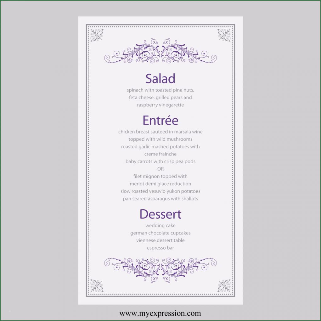 Word Vorlage Menükarte Fabelhaft Hochzeit Menü Karte Vorlage Vintage Filigree