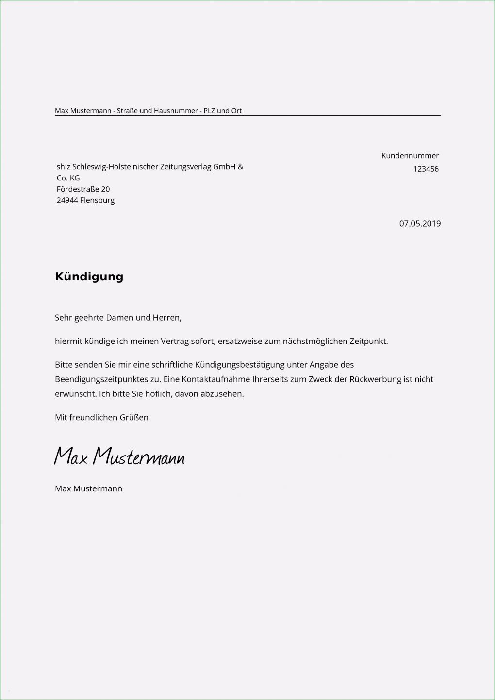 Zeitschriften Abo Kündigen Vorlage Best Of Shz Abo Kündigen Kostenlose Muster Vorlage Pdf Word