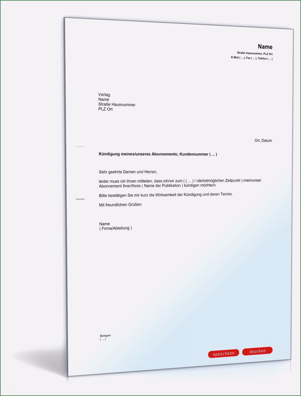 Zeitschriften Abo Kündigen Vorlage Erstaunlich Kündigung Abo Muster Vorlage Zum Download