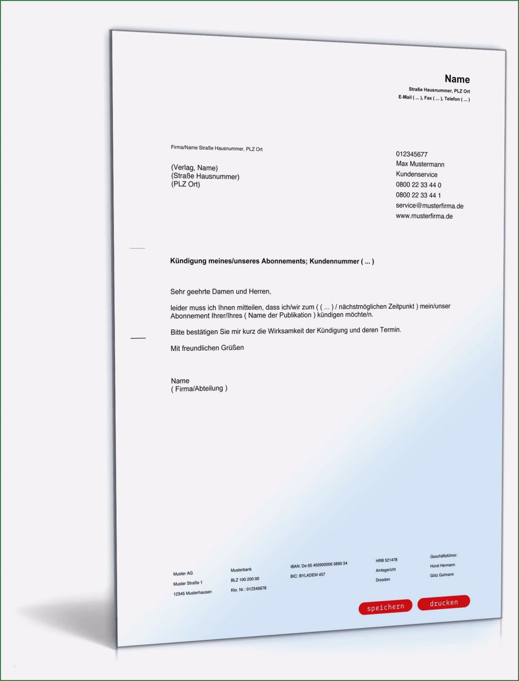 Zeitschriften Abo Kündigen Vorlage Schön Kündigung Abonnement