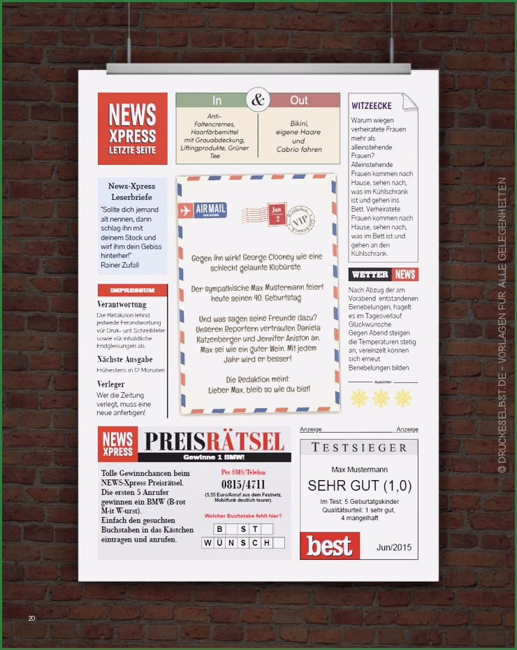Zeitung Selbst Gestalten Vorlagen Kostenlos Großartig Drucke Selbst Geburtstagszeitung Im Zeitungsstil